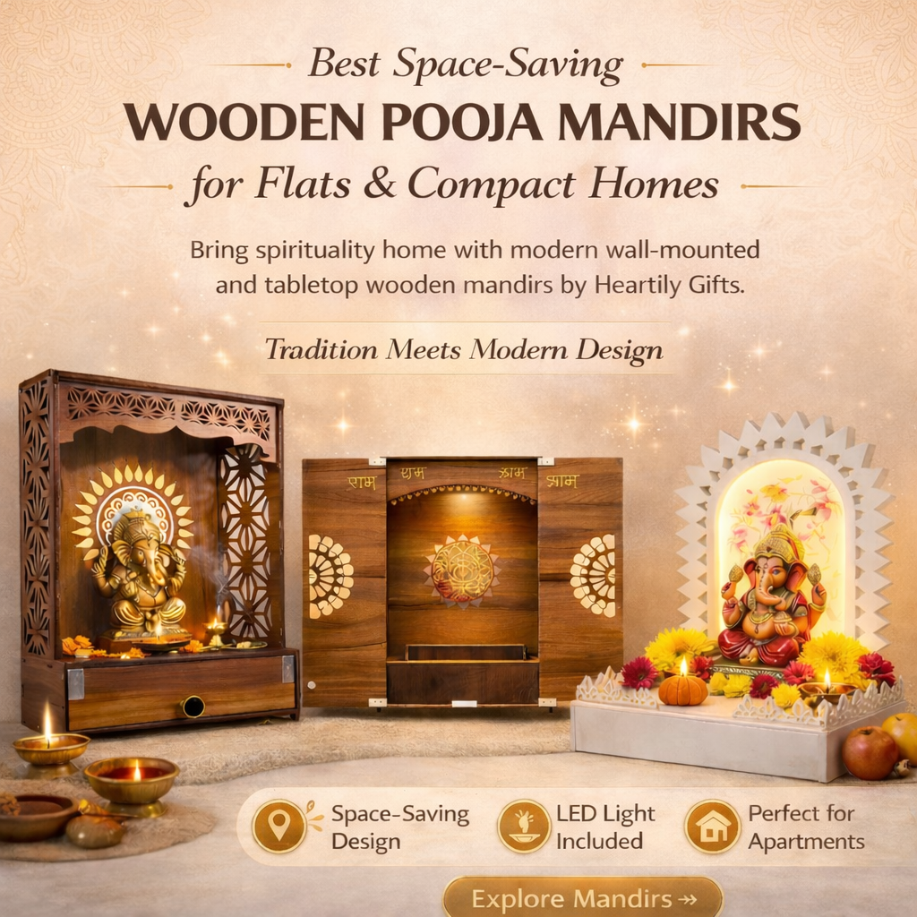 Space-Saving Wooden Pooja Mandirs for Flats and Compact Homes