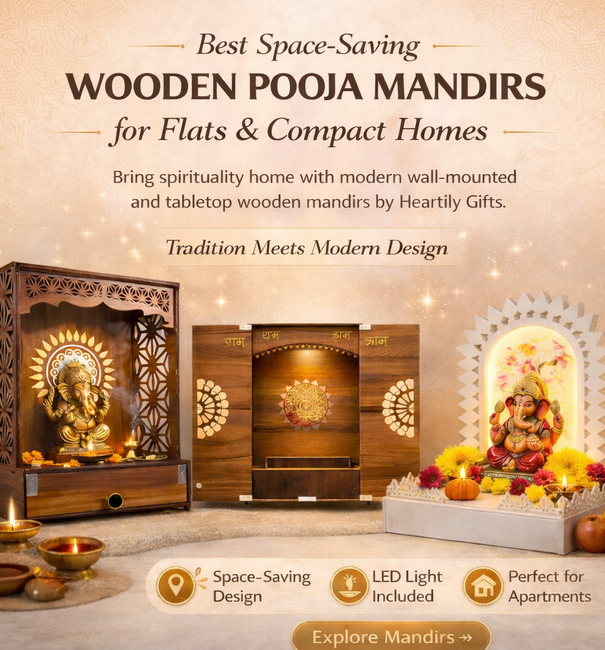 Space-Saving Wooden Pooja Mandirs for Flats and Compact Homes