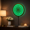 Heartily Sri Yantra LED Wall Light 24cm | 7 Color RGB Halo Backlit | Golden Mirror Spiritual Wall Lamp | Mandir & Pooja Room | Ready-to-Hang