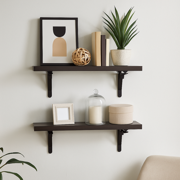 Heartily Set of 2 Wall Shelves with Metal Brackets | 15