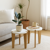 Heartily Beautiful Wooden Stool – Set of 2 | 14 Inch Height | Multipurpose 3-Leg Stool TAB, End Table, Plant Stand for Home or Office (Height 14 Inch)