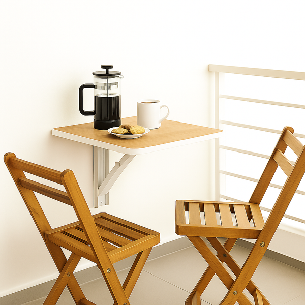Heartily® 39 × 39 cm Wall Mounted Folding Table | Compact Multipurpose Foldable Table with Strong Metal Bracket | Engineered Wood 17 mm Thick | Study, Kitchen, Bedside, Utility Use