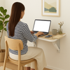 Heartily® 23.5" Foldable Wall Mounted Wooden Table with Cable Manager | 80 kg Load Capacity Heavy-Duty White Brackets | Ergonomic Multipurpose Table for Home, Office & Kitchen (Light Oak Finish)