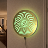 Heartily Om Golden Mirror Acrylic Wall Art with 7-Color Auto-Changing Halo Backlit LED | Ready to Hang | 30 cm Decorative Spiritual Wall Décor for Home & Pooja Room