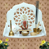 Heartily® Acrylic Mandala Wall Mounted White Cast Acrylic Home Pooja Temple Mandir Puja Room items stand Home Decor Office Chowki Shelf Hanging