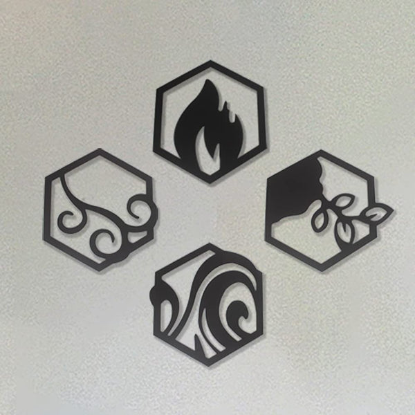 Heartily Earthly Elements Wall Art Set of 4 Cast Acrylic for Home and Office Decoration