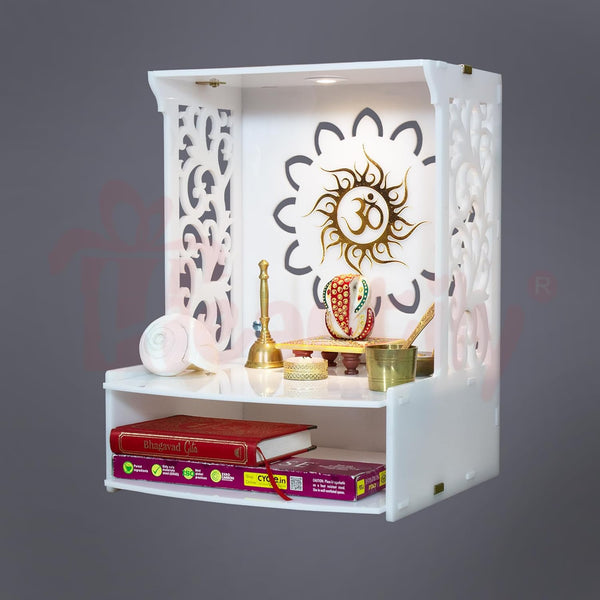 Heartily Acrylic Roli Beautiful Pooja Mandir for Home Temple for Home and Office, Puja Mandir, Puja Stand Wall Mounted with LED Spot Light