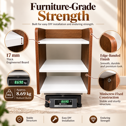 Heartily Arlo 17mm engineered wood bedside table with approx 8.7 kg robust furniture grade construction