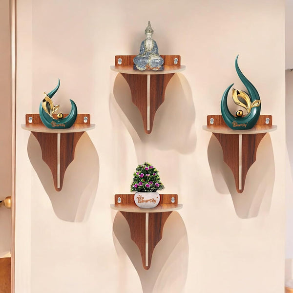 Heartily Wall Mounted shelf for living room, bedroom & balconies. Pot stand or display shelves for home decor, Set of 4