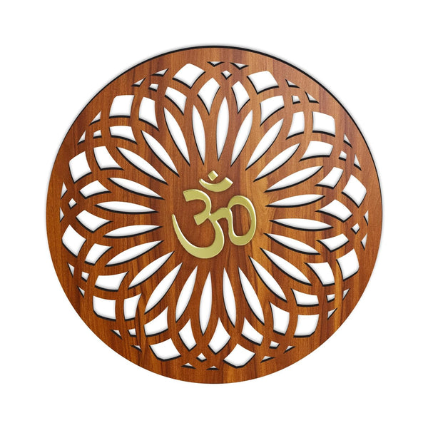 Heartily Engineered Wood Beautiful Mandala OM Wall Decor Art For Pooja Room Yoga, Living Room Home Decor And Office (SWA WALL ART 02)