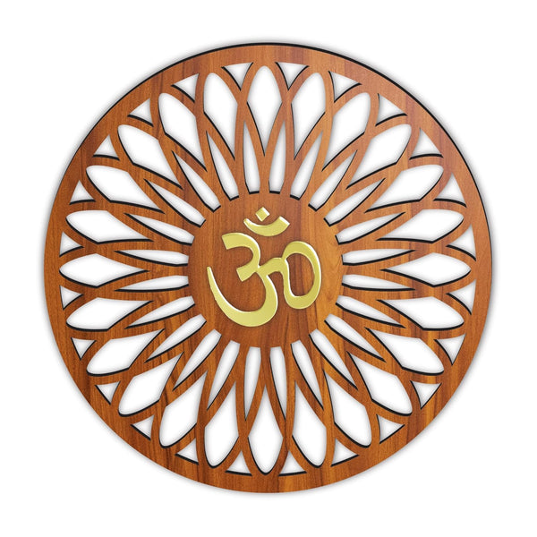 Heartily Engineered Wood Beautiful Mandala OM Wall Decor Art For Pooja Room Yoga, Living Room Home Decor And Office (SWA WALL ART Mandala04)