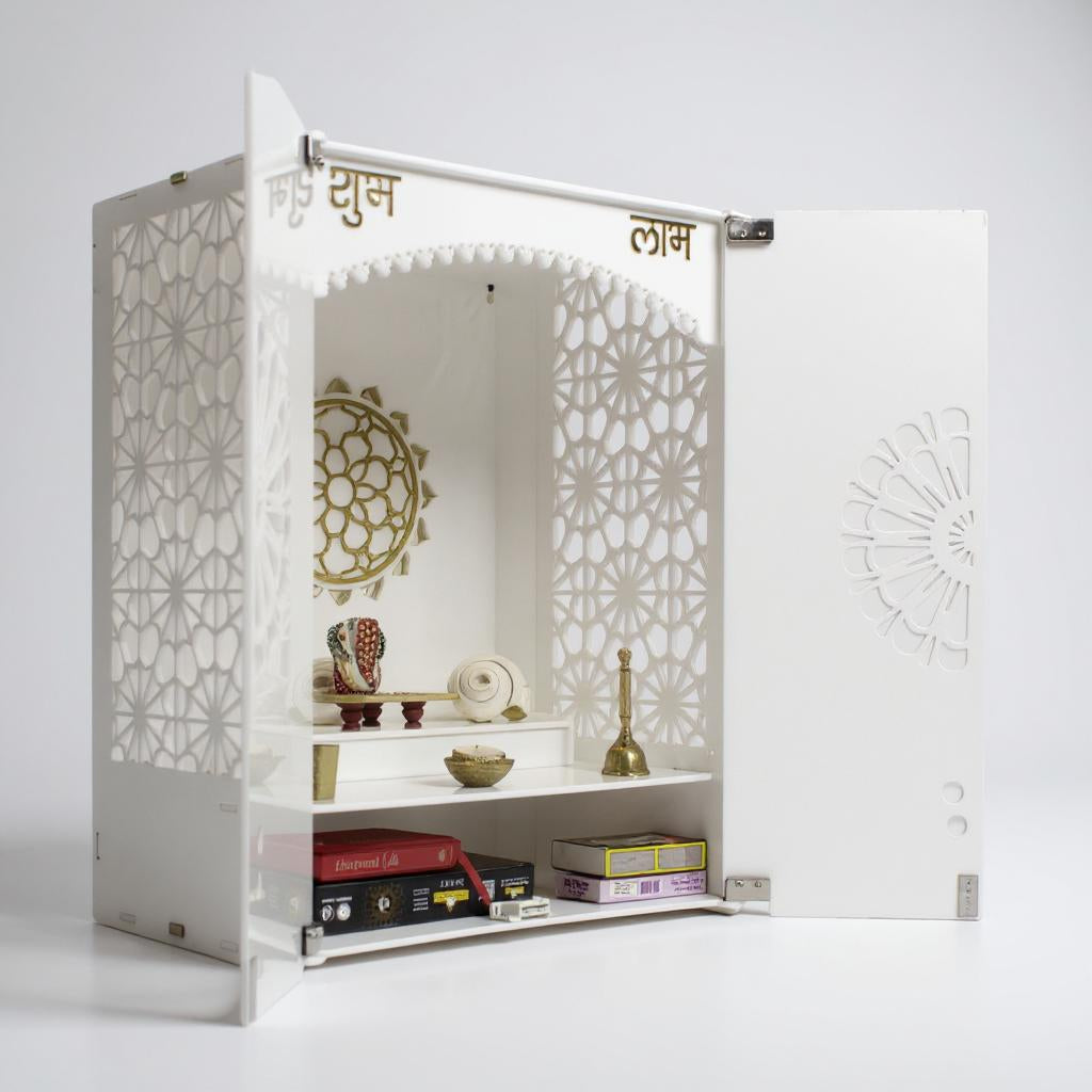 Heartily® 24 Namah Beautiful Acrylic Pooja Mandir with Door Temple for Home with Door Mandir for Home with LED Spot Light Product