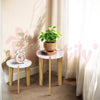 Heartily Beautiful Wooden Stool – Set of 2 | 14 Inch Height | Multipurpose 3-Leg Stool, End Table, Plant Stand for Home or Office (Height 17.4 + 14 Inch)