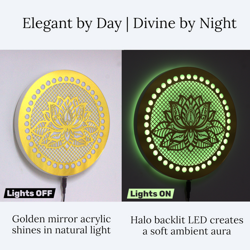 pooja room lotus wall art